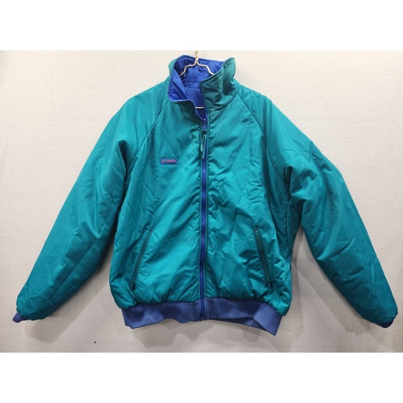 Vtg 90's Columbia Men's Coat Sz XL Blue Teal Reversible Thinsulate Bomber Jacket - Picture 9 of 15